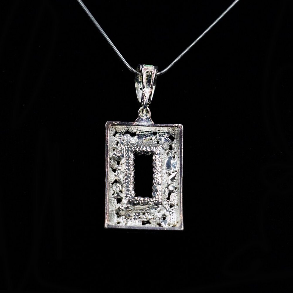Rectangular Green & Blue Rhinestone Pendant & Pos… - image 3